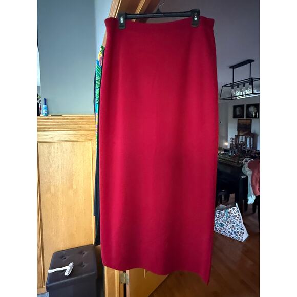 Eileen fisher Red Merino wool maxi knit skirt elastic waist women’s L - Picture 2 of 9